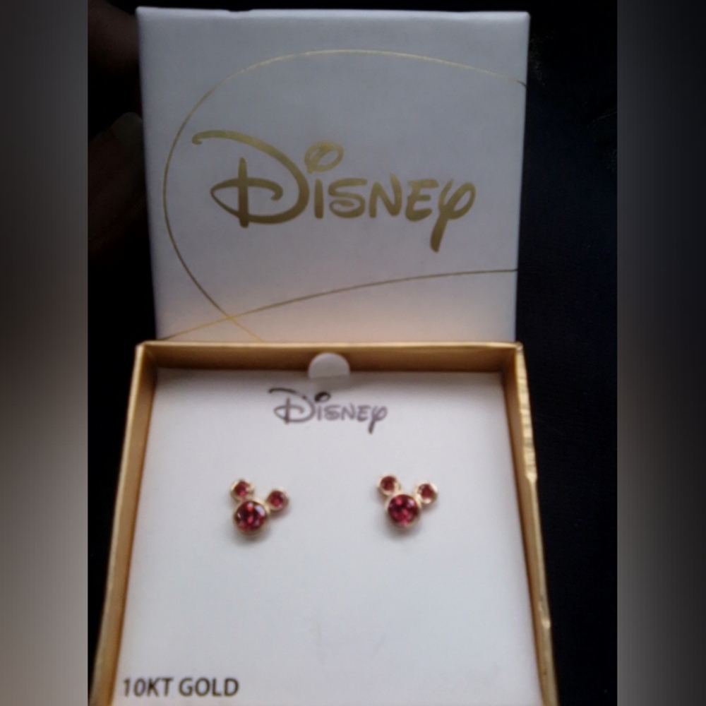 Disney 10K Gold and Ruby Mickey Earrings! NWOT!!!